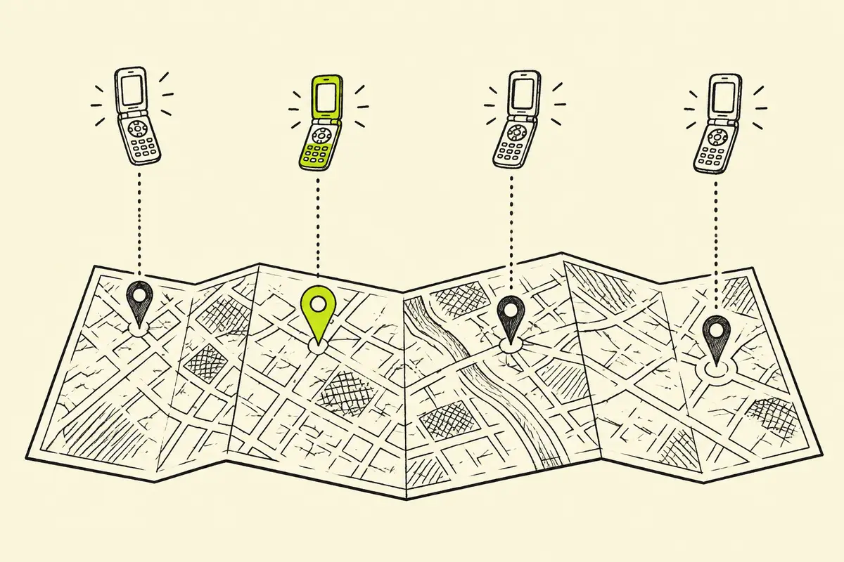 Google Ads location assets linking branch locations on a map to phone calls, directions and booked visits.